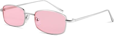 FEISEDY Vintage Small Rectangle Sunglasses Women Men Retro Trendy Square Metal Frame Sun Glasses B2295