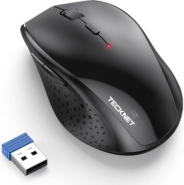 TECKNET Wireless Mouse, 2.4G USB Computer Mouse with 6-Level Adjustable 4800 DPI, Silent Quiet Click，30 Months Battery, Ergonomic Grips, 6 Buttons Portable for PC, Chromebook, Mac - Dark-Grey