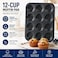 12 Cup Muffin &amp; Cupcake Baking Pan &ndash; Premium Non-Stick Carbon Steel Bakeware Tray, Easy Release, Oven Safe &amp; Easy to Clean