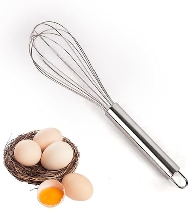 Stainless Steel Egg Beater Hand Whisk Mixer - Heavy Duty Manual Whisk for Baking, Cooking, Beating Eggs, Mixing Batter, Durable Ergonomic Handle