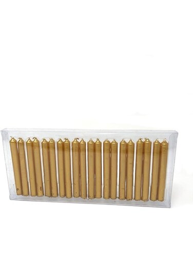 Vrinda&reg; 4" Mini Chime Ritual Spell Unscented Taper Candles Set of 20 (Gold)