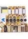 Idrese Glass Spice Jars with Label, 120ML - 24 Pack Bamboo Spice Jars, Spice Bottles Empty Glass with Labels, . Containers with Labels, Spice Containers with Labels, . Organizer Jars