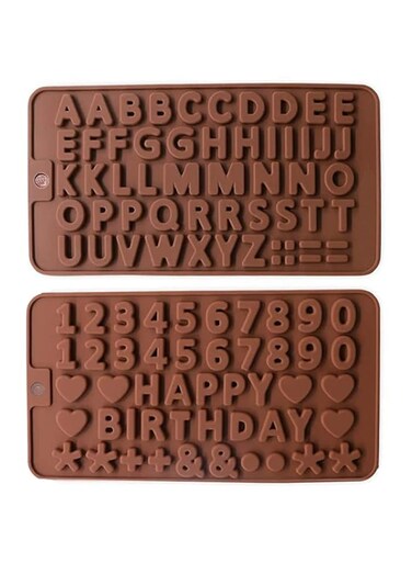 ELECDON Chocolate Mold Letter and Number Silicone Candy Molds Happy Birthday Cake Decorating Symbols Shapes, Number Molds For Baking, Mini Chocolate Letter Mold Easy To Clean Silicone Letter Molds