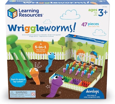 Learning Resources Wriggleworms! Fine Motor Activity Set, Toddler Fine Motor Skills, Ages 3+, Multi