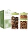 Kitty Pop Up Lid Food Storage Containers: One Touch Baby Milk Powder Dispenser, Clear Storage Airtight for Pantry Kitchen, Pop Containers for Organizing (Green 3pcs set 520ml+1250ml+2050ml)