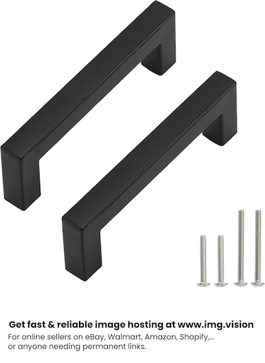 Cabinet Pulls Matte Black Cabinet Handles Square Drawer Pulls, 10 Pack 3-3/4 Inch Stainless Steel Kitchen Door Cupboard Cabinet Handles, Drawer Hardware Handles, 96mm Hole Centers