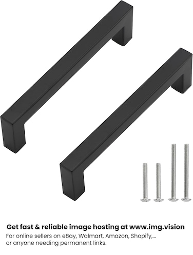 First pro Cabinet Pulls Matte Black Cabinet Handles Square Drawer Pulls, 10 Pack 5 Inch Stainless Steel Kitchen Door Cupboard Cabinet Handles, Drawer Hardware Handles, 128mm Hole Centers