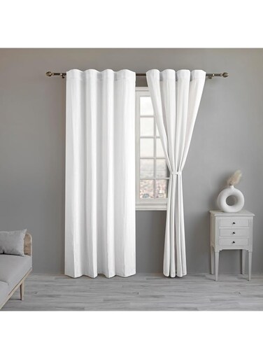 LINENWALAS Cotton Linen Semi Sheer Curtains for Bedroom &amp; Living Room 2 Panels Set 213 cm- Length, Rod Pocket Window Curtain Balance Privacy &amp; Light (W-132 x L-213 CM) / White)