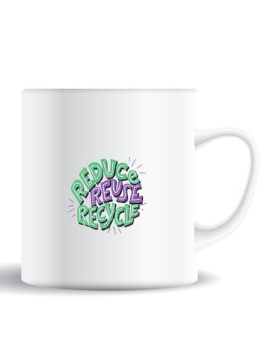 Premium Quality Two Sided Printed Coffee Mug Tea Cup Reuse Reduce For Home Office, Kids Men Women