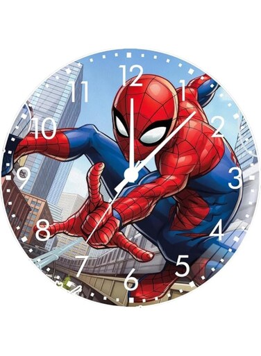MULTI BLISS&reg; Wall Clock, 12 Inch Glossy Wall Clock, Wall Clock for Kids in Living Room, Wall Clocks for Boys &amp; Kids, Spiderman Bedroom Clocks, Wall Clock Set- Room Decor. (Theme SpiderMan)