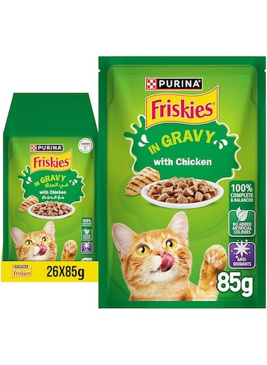 Friskies Chicken Chunks In Gravy Wet Cat Food Pouch 85G (26 Pouches)