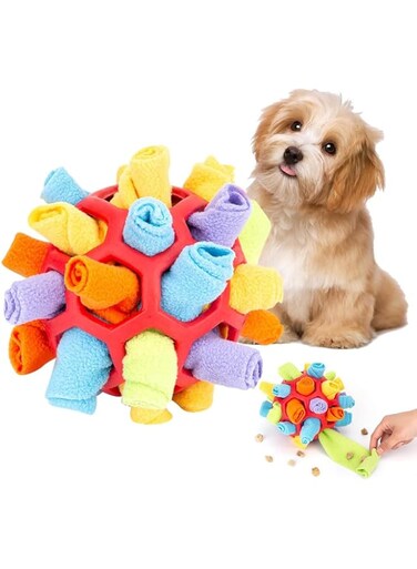 Aputue Dog Puzzle Toys, Durable and Soft Pet Snuffle Ball Toy, Spherical Design Interactive Dog Puzzle Toys, Portable Slow Feeder Training Encourage Natural Foraging Skills Dog Enrichment Toys