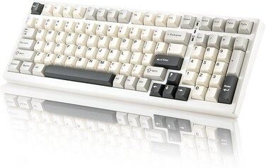 YUNZII YZ98 Gasket Mechanical Keyboard,99 Key Hot Swappable BT5.0/2.4G/USB-C Wireless NKRO 98% 1800 Layout with RGB LED Backlit for Linux/Win/Mac (White, Cocoa Cream V2 Switch)