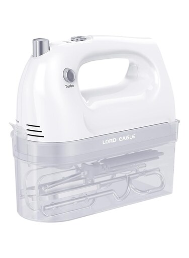 Lord Eagle Hand Mixer Electric, 400W Power handheld Mixer for Baking Cake Egg Cream Food Beater, Turbo Boost/Self-Control Speed + 5 Speed + Eject Button + 5 Stainless Steel Accessories