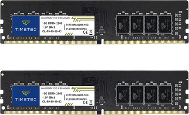 Timetec 32GB (2&times;16GB) DDR4 2666MHz CL19 Desktop RAM Kit (International Version)