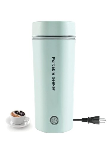 Travel Electric Tea Kettle, Portable Small Mini Coffee Kettle, Portable Electric Kettle, Personal Hot Water Boiler, Small Water Boiler for Travel and Work, 304 Stainless Steel, BPA-Free (400ML, Green)