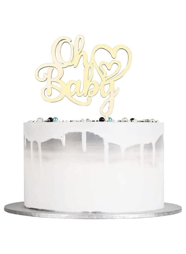 SABAN Oh Baby Cake Topper, Baby Shower Cake Topper, Oh Baby Cake Topper Decorations, Baby Shower Cake Toppers, Baby Shower Cake Decorations for Birthday Party Baby Showers Wood