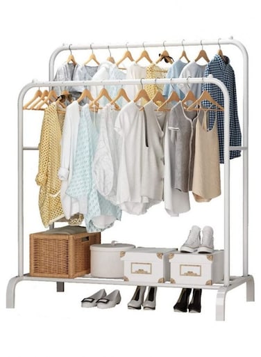 TIME Clothes Organizer And Holder Metal Stand White 110*54*150(132)