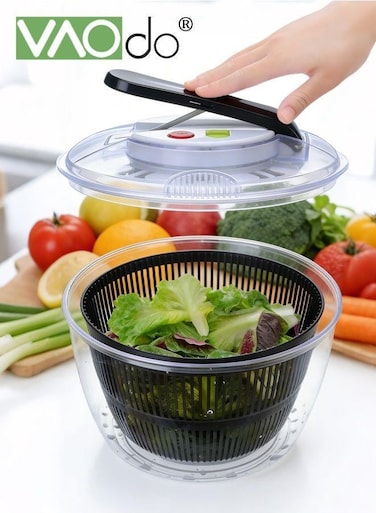 3-in-1 Multifunctional Fruit &amp; Salad Spinner with Drain Bowl and Colander, Quick and Easy Multi-Use Lettuce Spinner, Large Lettuce Washer Vegetable Cleaner Pasta and Fries Spinner