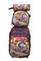 Cartoon Printed Kids School Trolley Backpack Set, 3 Pieces, 16.5 Inch Rolling Bag Lunch Box Pencil Case.Black Red Racing Car Printed