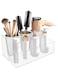 Lomeshow Hair Tool Organizer, Acrylic Hair Dryer Holder with 3 Cups, Bathroom Supplies Countertop Blow Dryer Holder, Vanity Caddy Storage Stand for Accessories, Makeup, Toiletries (Transparent)