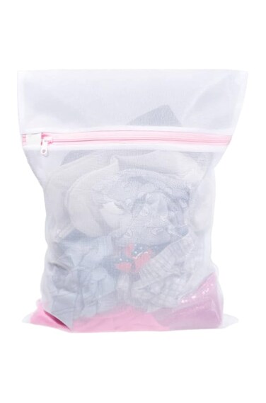 IN.HOUSE Clothing Washing Bag for Laundry, Blouse, Bra, Hosiery, Stocking, Underwear, Lingerie, with Premium Zipper, Travel Storage Organize Bag, Size 50x40cm, White, CWB-1062