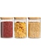 Set of 3 Square Glass Jar with Bamboo Lid, Kitchen Food Storage Containers Airtight Lids Cereals Canisters Jars for Pasta Spaghetti Tea Coffee Beans Candy Cookies Snacks