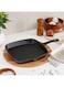 FERRIC CAST IRON GRILL PAN BLACK 24CM Black 35 x 24.5 x 3.3cm
