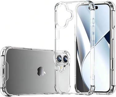 Clear Case for iPhone 16, Anti-Scratch PC Back, Slim TPU Shockproof Bumper Cover, Clear (iPhone 16)