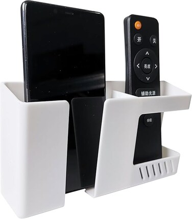 Wall Mount Tv Remote Control Decorative Storage Box Wall Self-Adhesive Bracket for Mobile Phone Charging Remote Control Home、office、school Multi-purpose Storage Media Storage Box Organizer