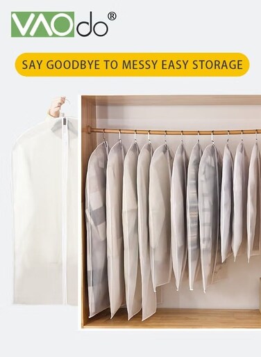 Plastic Garment Bags, Dust-Resistant Clothes Cover Bags with Zipper, Translucent Clothes Hanging Bags, Closet Storage Organizer