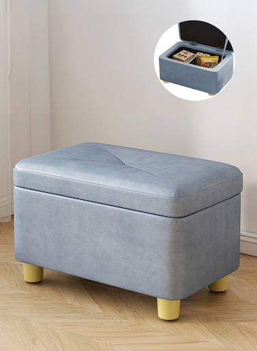 Multifunctional Foldable Leather Cube Storage Organizer, Foot Rest, Lid Stool Seat Chair, Folding Storage Ottoman Storage Ches Box, Bench, Chest with Thickening Square Sponge Seat Padded