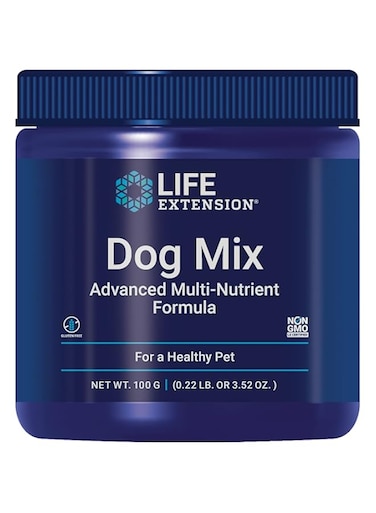 Life Extension Dog Mix - Daily Nutrition Care Supplement Powder for Your Canine Pet - Advanced Formula with Vitamins, Probiotics &amp; Essential Fatty Acids - Gluten-Free, Non-GMO &ndash; 100 g, 60 Servings