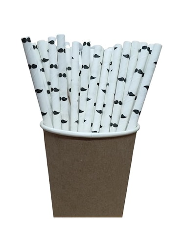 4basix Paper Straws Biodegradable Recyclable Eco-Friendly Plastic Free, (Pack of 100) Ideal for Cocktails Drinks and Juices Party Accessories (Mustache)