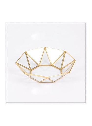 Brass Storage Tray Golden Polygon Glass Makeup Organizer Gold