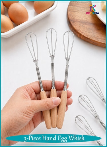 3Pcs Hand Whisk,Stainless Steel Egg Whisk,Mini Wire Whisk Set for Mixing &amp; Beating, Hand Whisk for Kitchen, Easy to Clean and Store, 7.9 Inch (20cm)