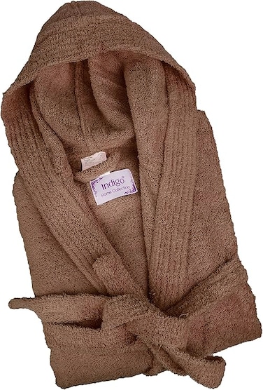 Bliss Casa - Unisex Hooded Bathrobe - 100% Cotton Super Soft Highly Absorbent Bathrobes For Women &amp; Men- Perfect for Everyday Use Unisex Adult Beige Adult Size