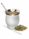 Yerba mate tea cup, stainless steel double-layer easy-to-wash household thermos cup, yerba mate gourd shape, for yerba mate loose leaf drinking, with bombilla straw, white, 230 ml