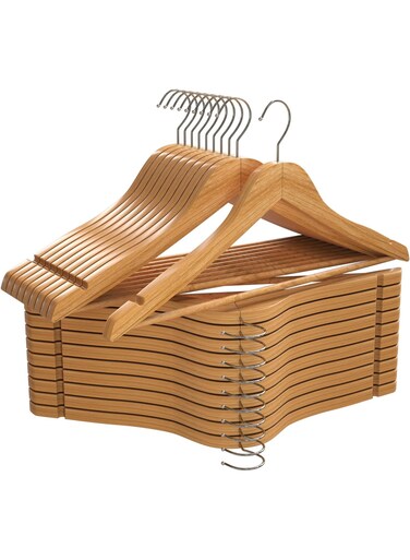 Wooden Hangers 20 Pack Durable &amp; Slim Coat Hanger Suit Hangers Heavy Duty Robe Hangers with 360-Degree Rotatable Hook Wood Dress Hangers Clothes Hangers for Shirts, Jackets, Dress, Pant