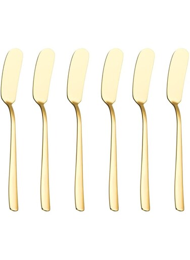 Azonee 304 Butter Knife 6 Pcs, Stainless Steel Household Butter Spatula, Dessert and Jam Small Scraper, Butter Knife Spreader for Home,kitchen (Gold)
