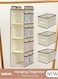 4-Tier Hanging Storage Organizer with 3 Drawers, Hanging Closet Shelf Organizer with Handle, Wardrobe Hanging Organizer, Fabric Hanging Shelf Storage Organizer, Hanging Closet Organizer