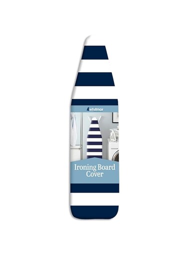Whitmor Standard Scorch Resistant Navy Stripe Ironing Board Cover And Pad, 54" x 15", 6880-100-STRNAVY, Whitmor Standard Scorch Resistant Ironing Board Cover and Pad - Navy Stripe