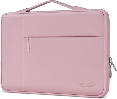 MOSISO Laptop Case 15 inch, 15 inch Laptop Sleeve with Handle Compatible with MacBook Air 15 M3 M2 2025-2023, Surface Laptop 15, Dell XPS 15, Polyester Multifunctional Computer Bag, Pink
