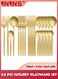 24 Pcs Flatware Set,410 Stainless Steel Knife Fork Spoon Set,Silverware Cutlery Set,Home Dinnerware Tableware Set For 6,Utensils Set Basics Tableware,Mirror Finish,Dishwasher Safe,Gold
