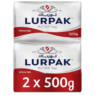 Lurpak Unsalted Butter, 500g, Pack of 2