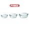 Pyrex Essential Round Casserole Set Of 3 ( 3L+2.1L+1.4L)  - Durable Borosilicate Glass for Versatile Cooking and Serving