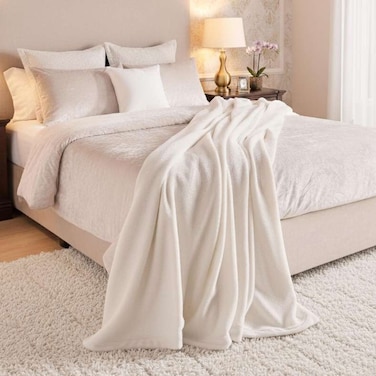 Home Comfy Cashmere Reversible Blanket Off White