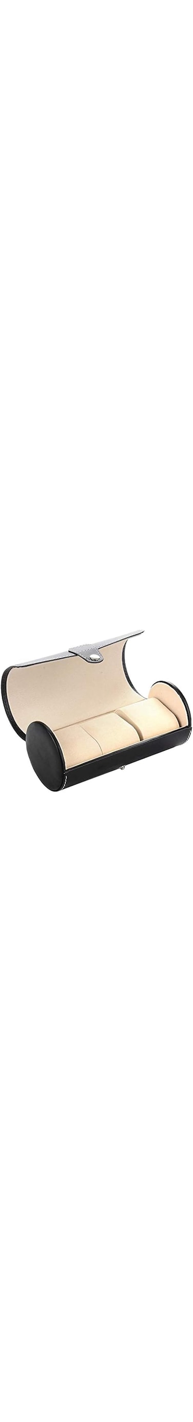 3 PcS High-Grade Leather Watch Bracelet Storage Cylinder Box Black Travel