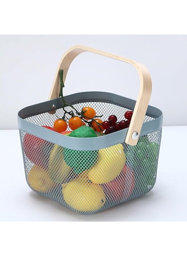 EPEDIC Household fruit and vegetable storage basket multifunctional storage finishing box kitchen bathroom storage basket mesh storage basket sundries basket (blue)
