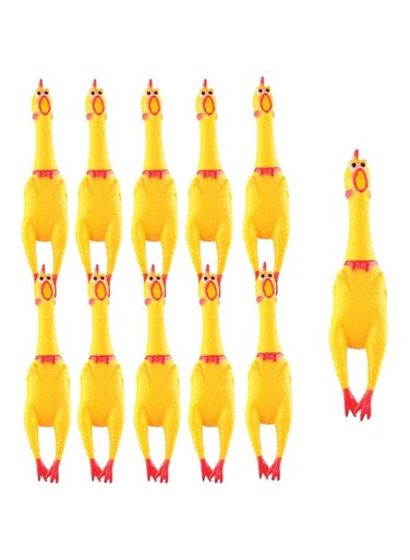 MRTURK REVHQ 11 Pcs Rubber Chicken, Screaming Chicken, Squeeze Chicken, Yellow Rubber Squaking Dog Toys, Prank Novelty Noise Toy